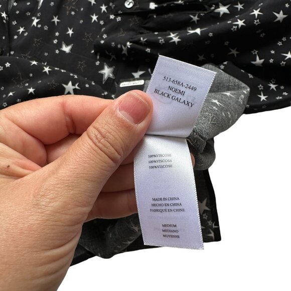 Rails Medium Noemi Black Galaxy Star Print Collared Long Sleeve Button Up Shirt - Picture 9 of 10